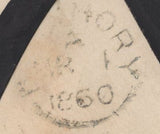 136696 1860 MOURNING ENVELOPE TORPHINS (CO. ABERDEEN) TO EDINBURGH WITH 'TORPHINS' SCOTS LOCAL CANCELLATION TYPE VIII IN GREEN WITH ADDITIONAL STRIKE ON REVERSE.