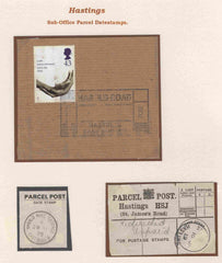 136797 HASTINGS, SUSSEX COLLECTION OF PARCEL POST LABELS 1887-1978 (37 ITEMS).