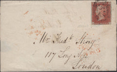 136961 1846 MAIL ASHTON UNDER LYNE, LANCS TO LONDON WITH 1D (SG8) AND PRINTED CONTENTS.