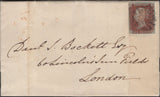 137040 1841 MAIL WINDSOR TO LONDON WITH 1D PL.12 (SG8)(SE) MISSING IMPRIMATUR LETTERING.