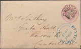 137216 1843 1D PINK ENVELOPE CODFORD, WILTS TO KESWICK WITH 'CODFORD' UDC (WL183).