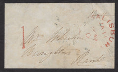 137285 1849 MOURNING ENVELOPE SALISBURY TO BROUGHTON, HANTS WITH SALISBURY UNIFORM PENNY POST '1' HAND STAMP TYPE K (WL672).