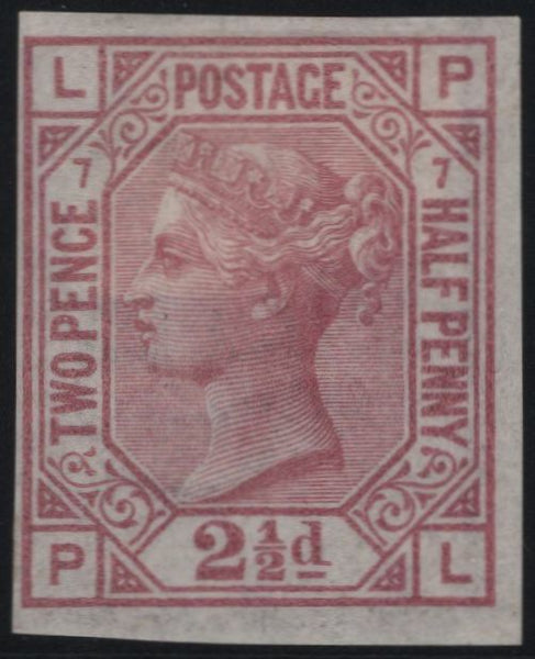 137290 1877 2½D ROSY-MAUVE PL.7 (SG141) IMPERFORATE IMPRIMATUR LETTERED PL.