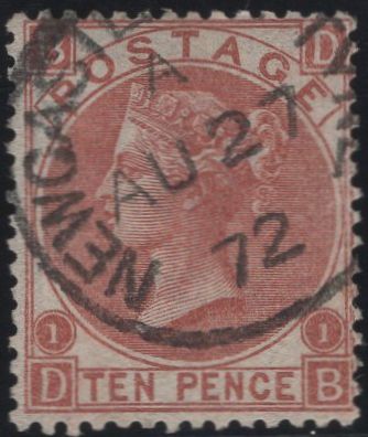 137523 1867 10D PALE RED-BROWN (SG113) VERY FINE USED.