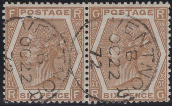 137525 1872 6D CHESTNUT PL.11 (SG122a) FINE USED HORIZONTAL PAIR.