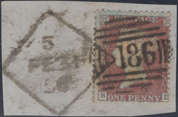 137660 1856 SMALL PIECE WITH DIE 2 1D PL.6 (SPEC C6)(SD) DUBLIN DIAMOND SPOON (RA67).