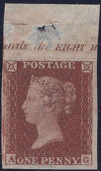137682 1854 DIE 1 1D PL.203 IMPERFORATE IMPRIMATUR LETTERED AG.