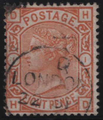 138006 1876 8D ORANGE (SG156) VERY FINE USED.