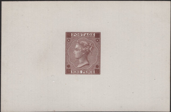 138126 1870 9D DIE PROOF TYPE J21 (SG98/110) IN BROWN ON WHITE MATT CARD.