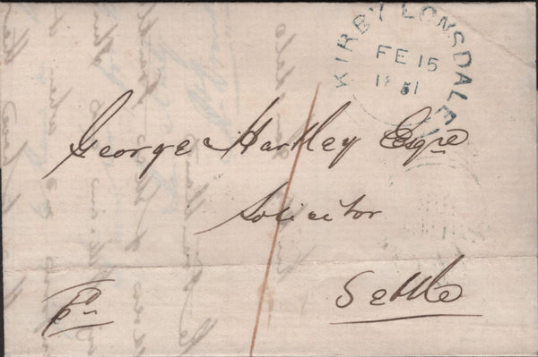 138197 1851 MAIL KIRBY LONSDALE, WESTMORLAND TO SETTLE.