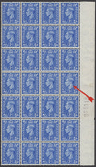138241 1951 1D LIGHT ULTRAMARINE (SG504) MINT BLOCK OF 28 WITH 'KEYHOLE FLAW' (SPEC Q6d).