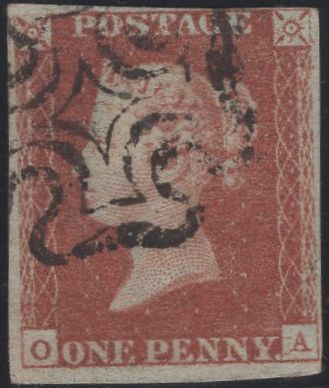 138305 1841 1D GREY-BLACK PLATE ELEVEN (SG3)(OA MAJOR RE-ENTRY SPEC AS72a) WITH RED MALTESE CROSS (SPEC AS72e CAT £25K).