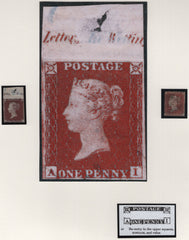 138418 1854 DIE 1 1D PLATE 192 SUPERB MATCHED PAIR 'AI' TOP MARGINAL IMPRIMATUR AND 1D PERF (SG17) BOTH SHOWING RE-ENTRY (C1e).