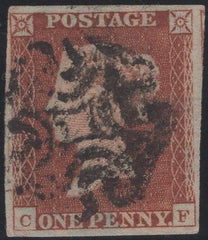138595 1841 1D PL.17 (SG8) MATCHED PAIR LETTERED CF IN STATE ONE AND STATE TWO (SPEC BS6h).