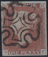 138654 1841 1D RED PL.1B (SG7)(DF) SUPERB USED.