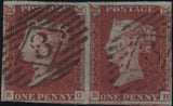 138797 1847 1D PL.76 (SG8) HORIZONTAL PAIR EG EH, EH WITH RE-ENTRY (SPEC BS65b) FINE USED.