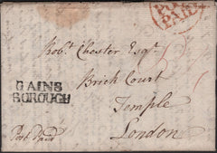 139236 1780 MAIL GAINSBOROUGH, LINCS TO LONDON WITH 'GAINS/BOROUGH' HANDSTAMP (LI325).
