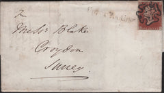 139249 1843 MAIL UPPER TOOTING TO CROYDON WITH 'TOOTING' COUNTRY SORTING OFFICE DATE STAMP.