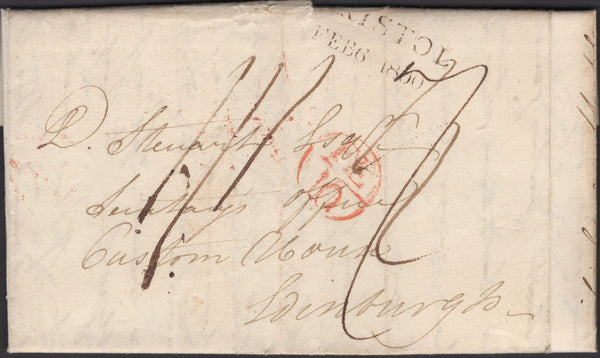 139353 1800 MAIL BRISTOL TO EDINBURGH WITH 'BRISTOL/FEB 6 1800' DATE STAMP (BS47/49).