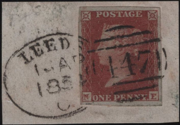 139497 1853 DIE 1 1D PL.177 IMPERFORATE (SG8)(NE) FINE USED ON DATED PIECE.