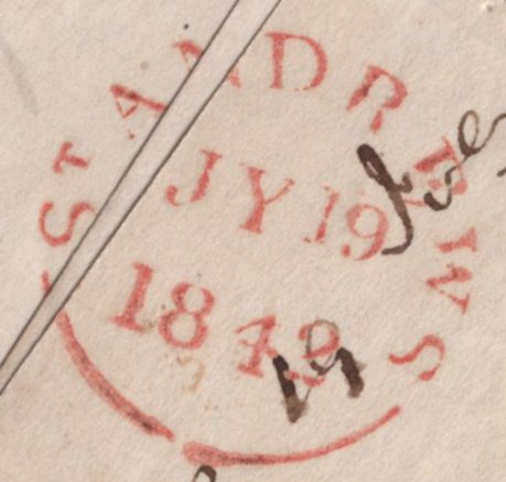 139520 1843 MAIL ST ANDREWS, SCOTLAND TO CUPAR WITH DOUBLE STRIKE OF MALTESE CROSS.