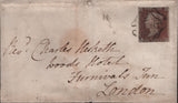 139522 1842 COVERS (2) FROM SOUTHPORT TO LONDON WITH 1D (SG8) BOTH CANCELLED DOUBLE STRIKE SOUTHPORT MALTESE CROSS.