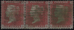 139629 1856 DIE 2 1D PL.22 (SG29) GOOD TO FINE USED STRIP OF THREE.