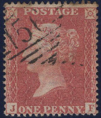 139835 1857 DIE 2 1D PL.27 PERFORATION 16 (SG36)(JF) FINE USED, IRISH CANCELLATION.