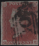 139906 1853-4 DIE 1 1D PL.174 MATCHED PAIR 1D IMPERF (SG8) AND 1D STAR (SG17) LETTERED QE.