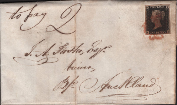 139916 1840 ENTIRE 'FRAMWELLGATE MOOR COLLIERY', DURHAM TO BISHOPS AUCKLAND, 1D BLACK PL.1B (SG2) WITH MANUSCRIPT 'to pay 2'.