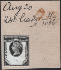 139949 1886 1½D JUBILEE (SG198) DIE PROOF EX. DE LA RUE STRIKING BOOKS.