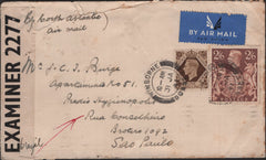 140067 1941 AIR MAIL WIMBORNE, DORSET TO BRAZIL WITH 2/6 BROWN (SG476).