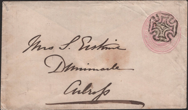 51283 1844 1D PINK ENVELOPE STIRLING TO CULROSS WITH DISTINCTIVE MALTESE CROSS OF STIRLING.