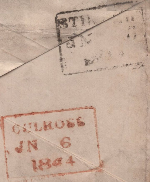 51283 1844 1D PINK ENVELOPE STIRLING TO CULROSS WITH DISTINCTIVE MALTESE CROSS OF STIRLING.