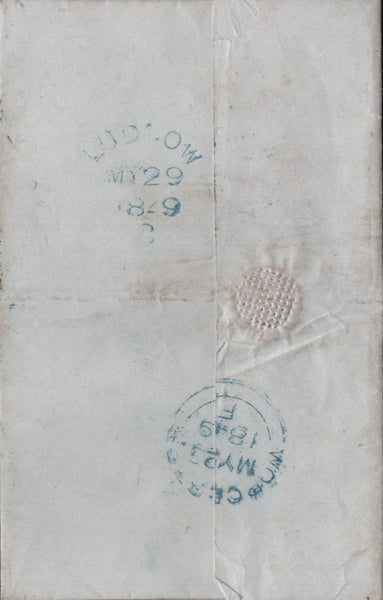 70198 - 1849 SHROPS/'LUDLOW' SKELETON HAND STAMP (SH268). Wrapper Worcest...