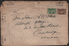 94488 - 1920 DAMAGED/OFFICIALLY RESEALED MAIL. Envelope Canada to Cambrid...