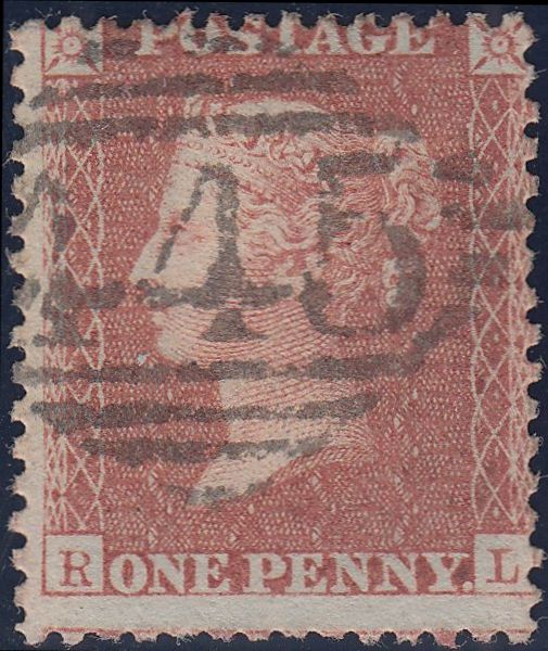 101907 - PL.46 MATCHED PAIR RED-BROWN ON BLUED PAPER (SG29) AND ROSE-RED ON WHITE PAPER LETTERED RL.