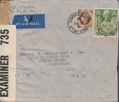 103967 - 1943 MAIL KEIGHLEY TO ARGENTINE/2/6 YELLOW-GREEN (SG476b).