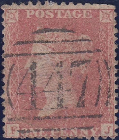 109160 - 1856-1857 PL.44 MATCHED PAIR LETTERED FJ BROWN-ROSE SHADE (SG32) AND ROSE-RED SHADE (SG40).