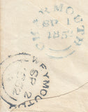 110311 - "194" NUMERAL OF CHARMOUTH (DORSET) IN BLUE ON 1D PINK ENVELOPE CHARMOUTH TO WEYMOUTH.