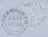 114137 "943" NUMERAL OF BEAMINSTER (DORSET) IN BLUE ON COVER (SPEC B1xb).