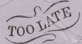 114398 1867 EDINBURGH "MAE WEST" "TOO LATE" HAND STAMP.