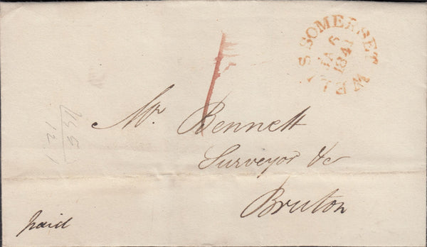 114626 SOMERSET/"WELLS SOMERSET" DATE STAMPS ON COVER.