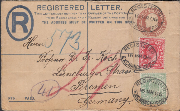 116412 1906 REGISTERED MAIL LIVERPOOL TO GERMANY.