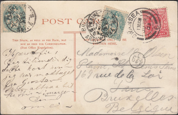 116433 1903 MAIL SWANSEA TO PARIS REDIRECTED TO BELGIUM.