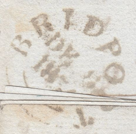 119607 1834 MAIL BRIDPORT (DORSET) TO EDINBURGH/'BRIDPORT PENNY POST' (DT118)/SCOTTISH '½' HAND STAMP.