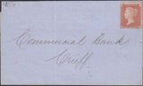 121455 1856 1D PL.42 PALE RED-BROWN ON LIGHTLY BLUED PAPER (SG29) UNUSED ON WRAPPER.