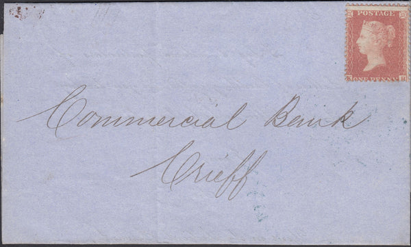 121455 1856 1D PL.42 PALE RED-BROWN ON LIGHTLY BLUED PAPER (SG29) UNUSED ON WRAPPER.