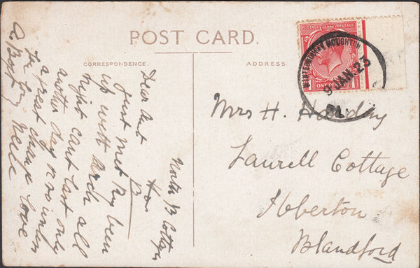 121561 1923 WINTERBOURNE HOUGHTON/BLANDFORD RUBBER DATE STAMP USED LOCALLY.