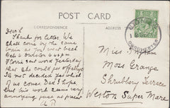 121567 1916 ALTON PANCRAS/DORCHESTER RUBBER DATE STAMP ON MAIL TO WESTON SUPER MARE.